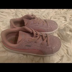 Girls pink sparkly puma size 9
